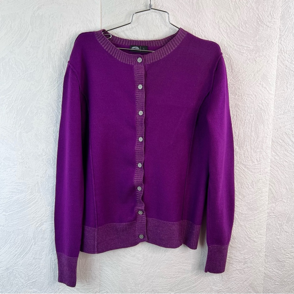GoLite Purple 100% Marino Wool Sweater Cardigan Size Large